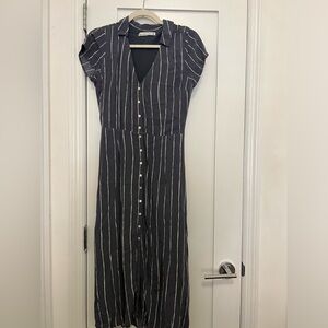 Abercrombie Blue and White Striped Midi Dress